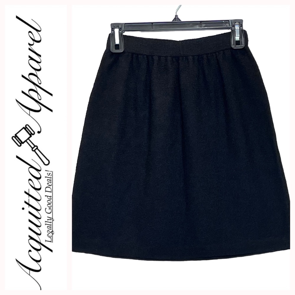 St. John Couture Black Sweater A-Line Knit Skirt